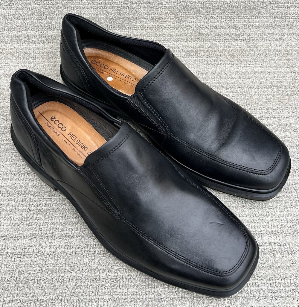 ECCO Helsinki 2.0 Apron Toe Black Leather Slip-On Loafers Men's Size 11 US